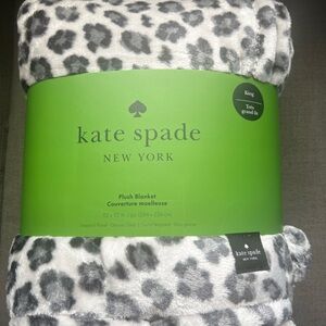 Kate Spade Cheetah Plush Blanket ~ King Grey Black Rare